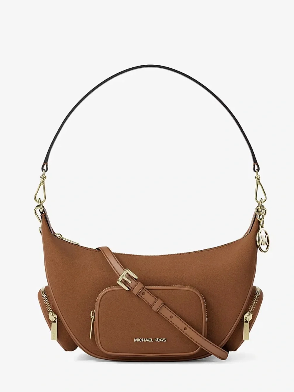 Michael Kors Luggage Brown Convertible Shoulder Bag with Gold Hardware